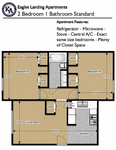 Floor plan 2 Bedroom -1 Bath Standard