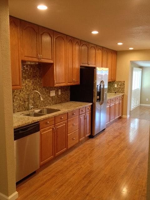 Kitchen with stainless steel appliances