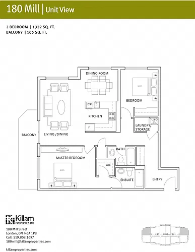 Floor plan 2 Bedroom + 2 Bath