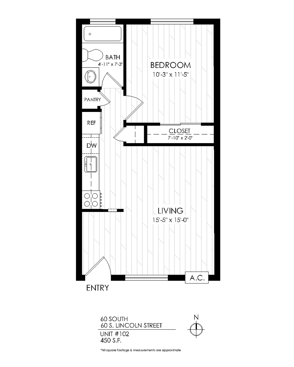 Floor plan One Bedroom, One Bath