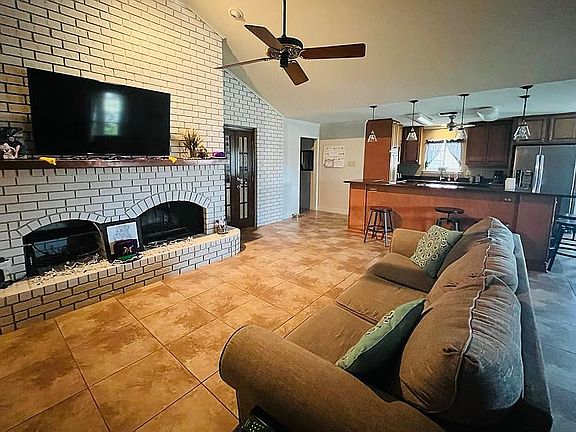 wood burning brick fireplace