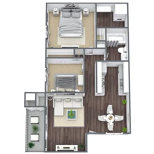 Floor plan B1: 2 Bed 1 Bath