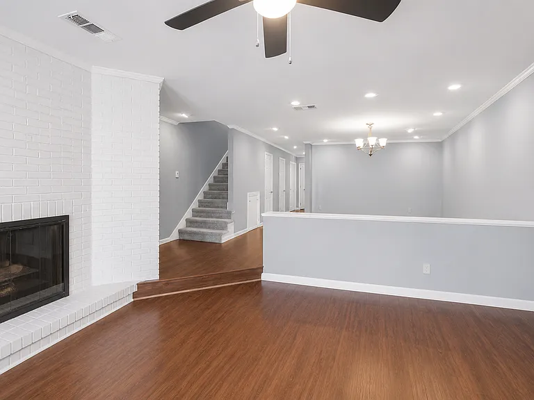 open living area with gas fireplace