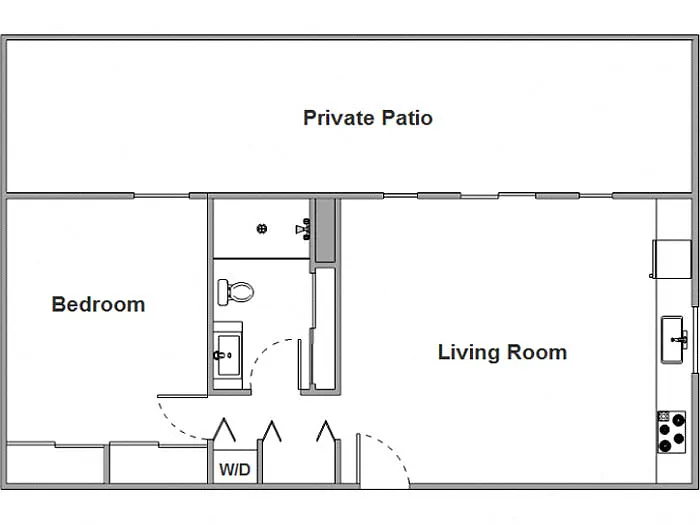 Floor plan 1 Bed / 1 Bath: Type A