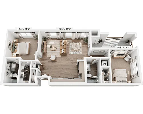 Floor plan Two Bedroom - B2A