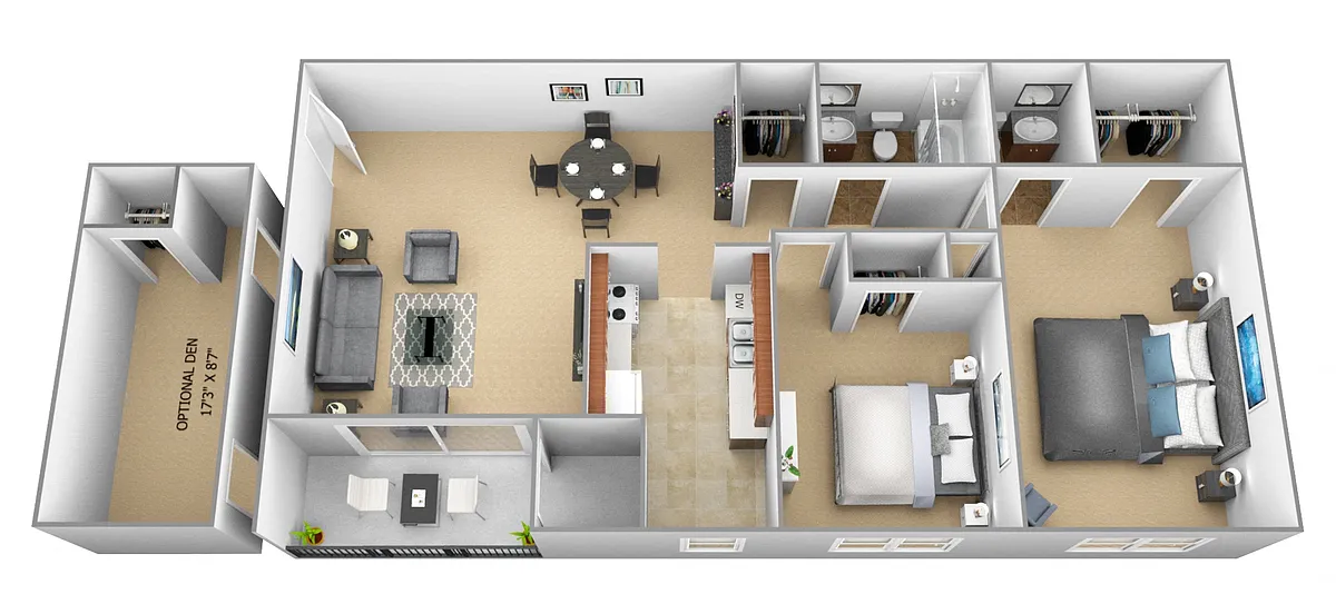 Floor plan 2 Bedroom 1.5 Bath