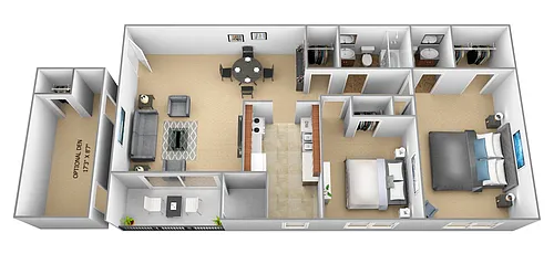 Floor plan 2 Bedroom 1.5 Bath