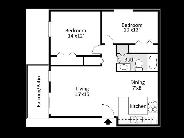 2 Bedroom, 2 Bathroom floor plan 2D 2 Bedroom, 2 Bathroom floor plan 2D