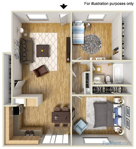 Floor plan Two Bedroom One Bath