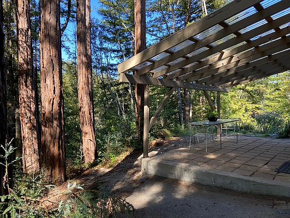 Private porch in redwoods