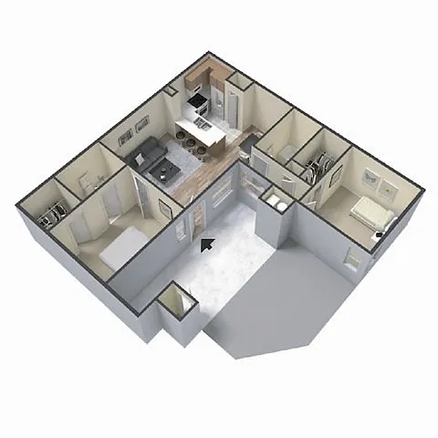 Floor plan 2 BD 2 BA