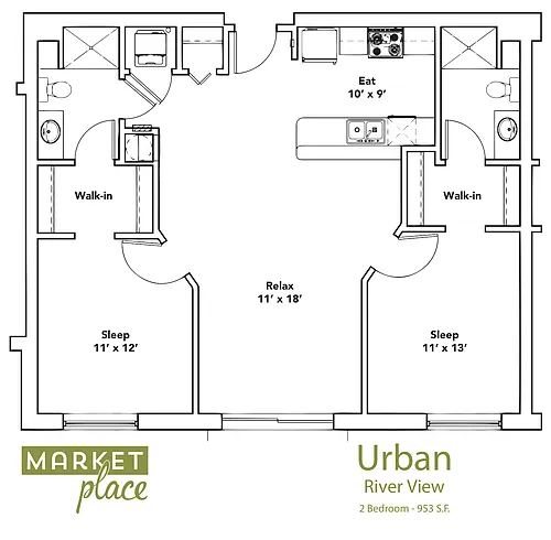 Floor plan 2 Bed 2 Bath