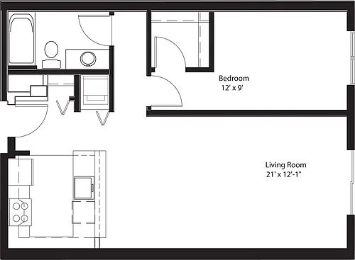 Floor plan 1 Bedroom G