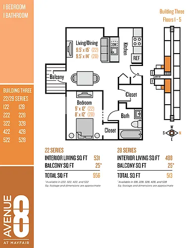 Floor plan 22-28 Series 1 Bedroom / 1 Bath