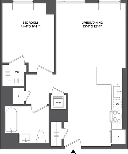 Floor plan 1 Bed/1 Bath-1B-2
