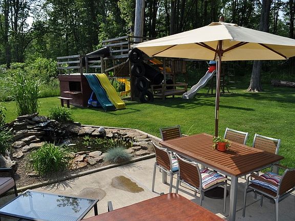 patio and waterfall