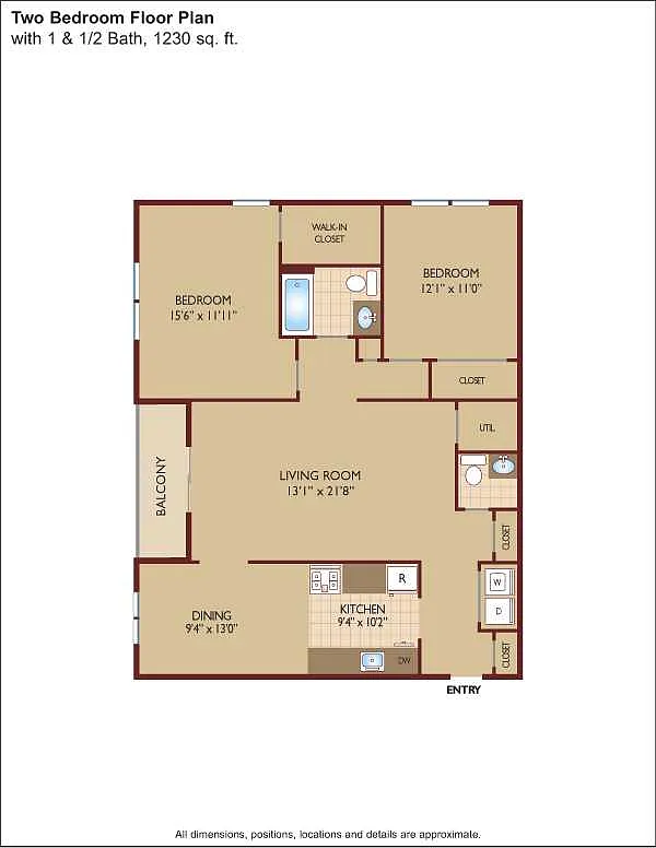 Floor plan $2.24/sq.ft. - Two Bedroom