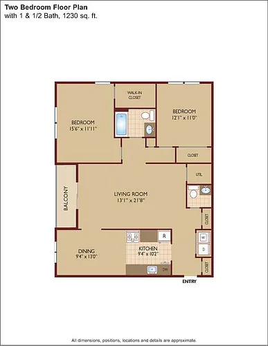 Floor plan $2.09/sq.ft. - Two Bedroom