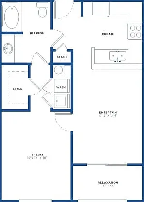 1x1 Renovated Floor Plan 1x1 Renovated Floor Plan