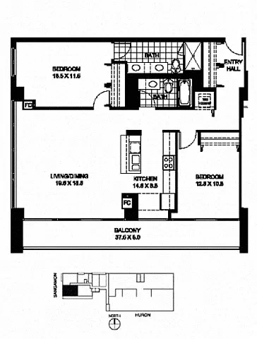 Floor plan B1 - 2 Bed