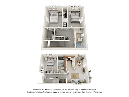 Floor plan Townhomes - Renovated