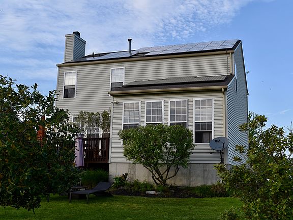 Back of home & view of solar panel system which results in v