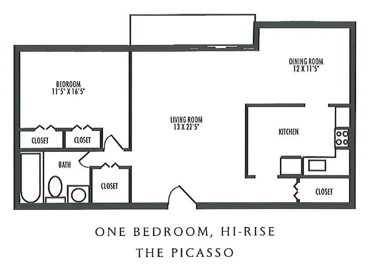 Floor plan 1 Bedroom 1 Bathroom Hi-Rise