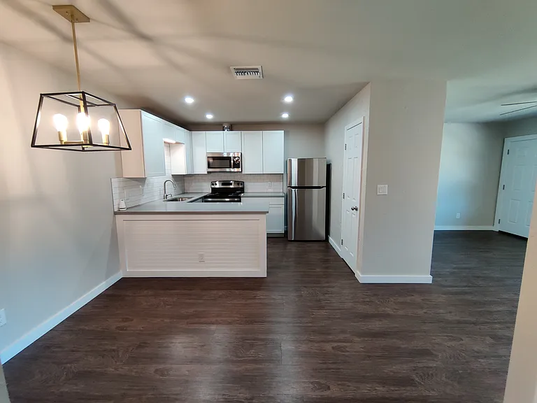 Modern kitchen and dining area