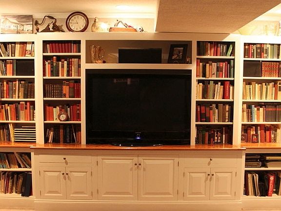 Den with custom entertainment center