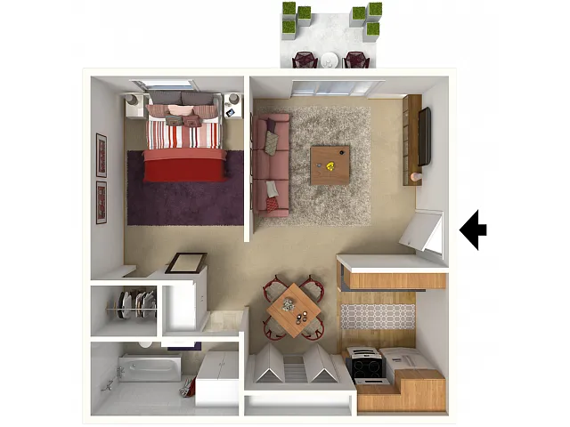 Floor plan One Bedroom B