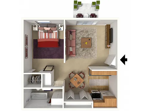 Floor plan One Bedroom B