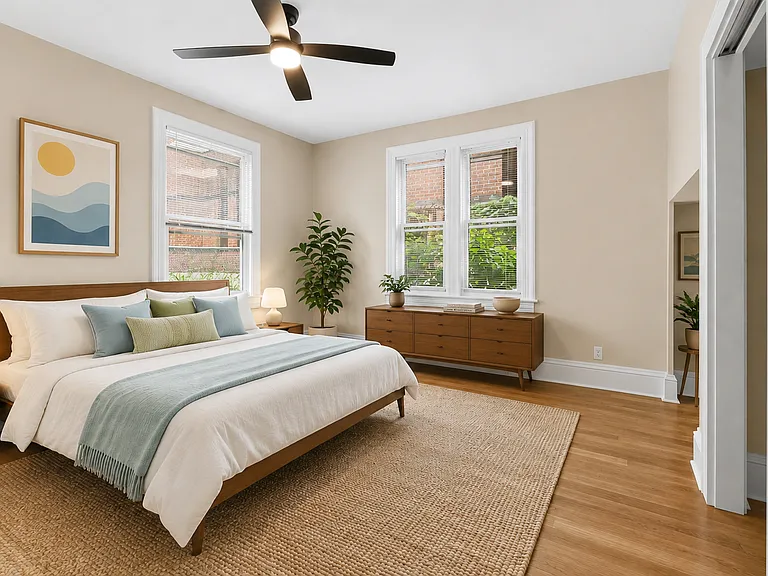 Virtually Staged. The stunning main bedroom has plenty of space for all your needs.