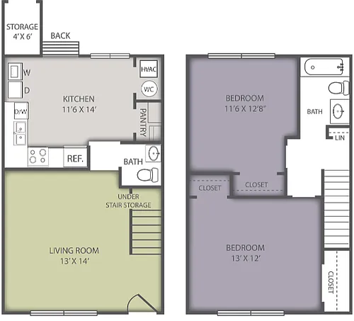 Floor plan 2 Bedroom Townhome