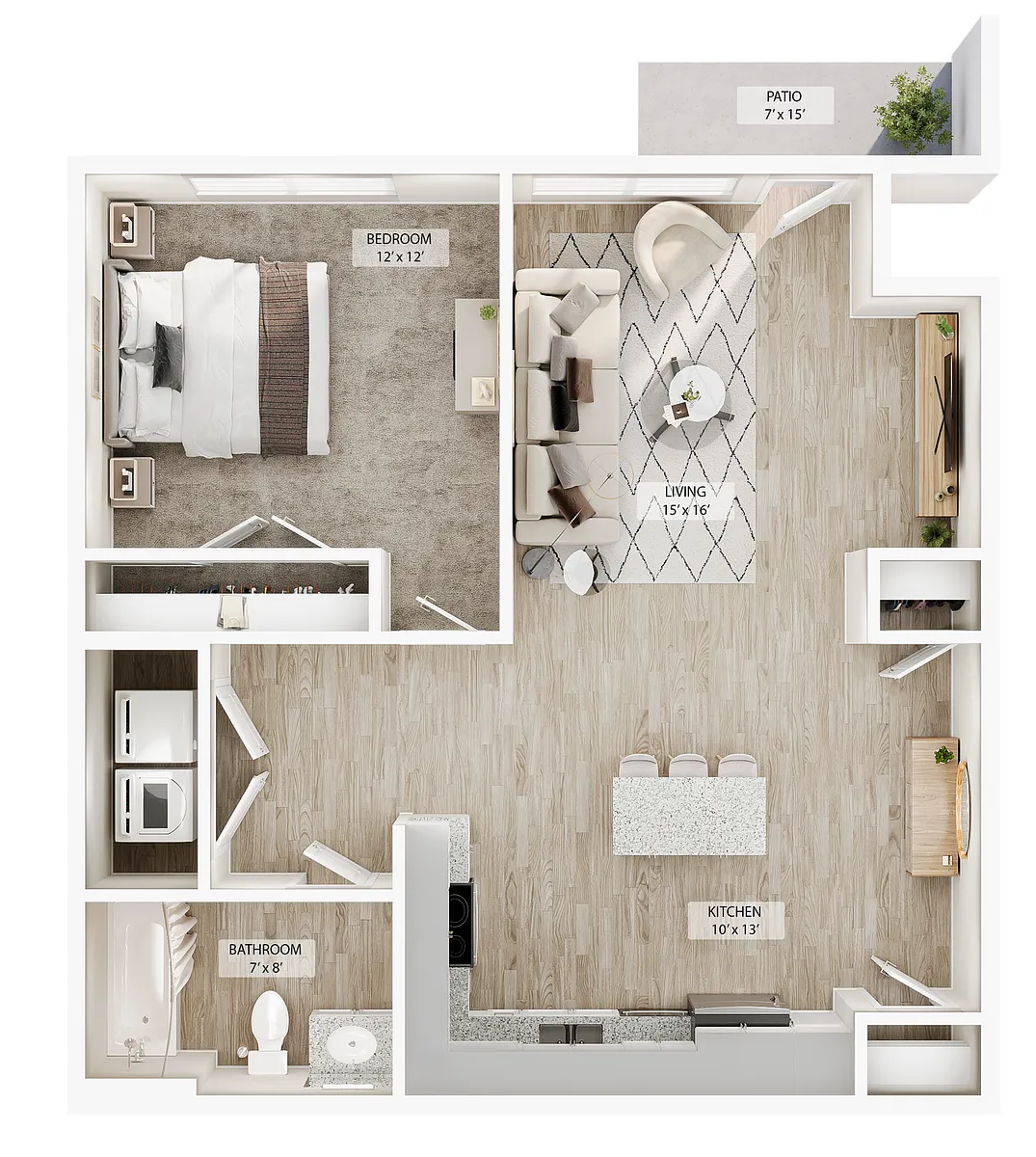 Floor plan 1 BR Arbor Courtyard
