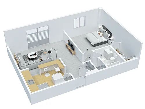 Floor plan 1 BD 1 BA type A