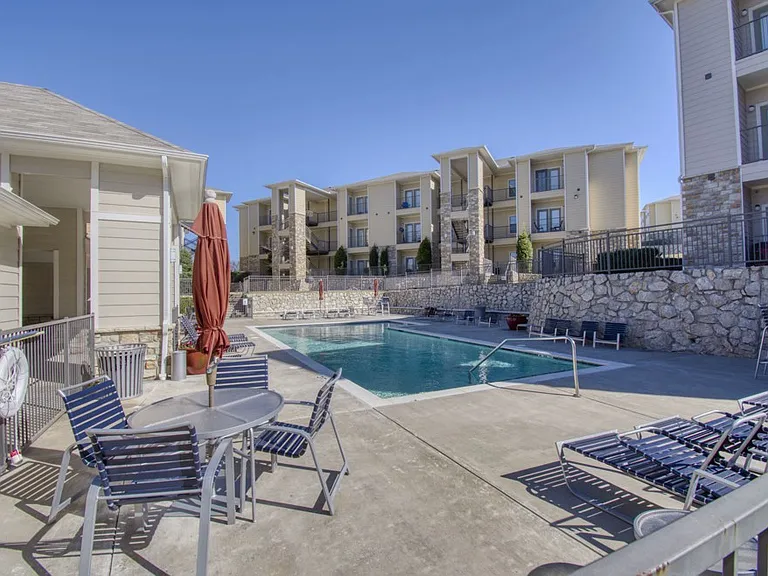 Poolside seating and outdoor relaxation areas