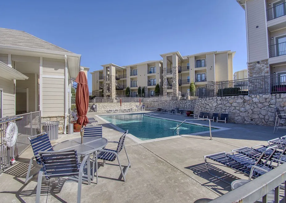 Poolside seating and outdoor relaxation areas
