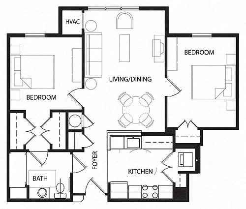 Floor plan Two Bedroom-A