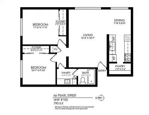 Floor plan 2 Bedrooms, 1 Bath