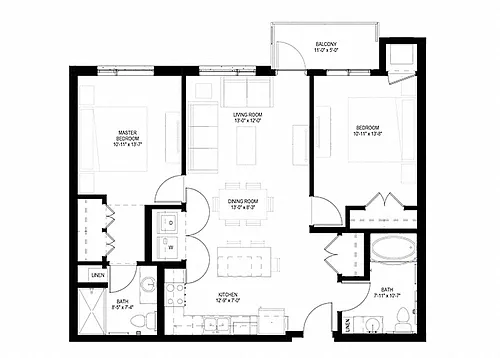 Floor plan Two Bedroom - C