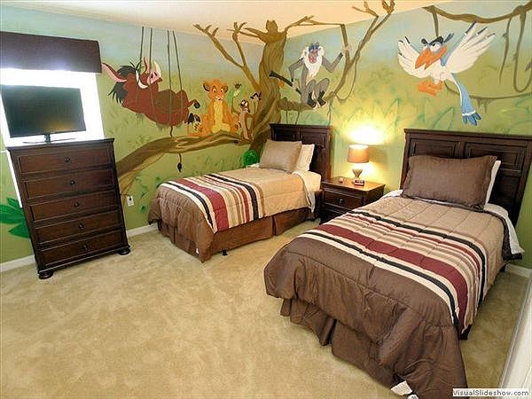 Furnished Twin Bedroom with TV