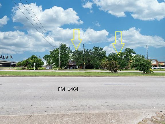FM 1464 is median divided 4 lane, property is southeast corner of FM 1464 and the Westpark Tollroad frontage land with two access points via FM 1464. FBISD High School is behind the property.