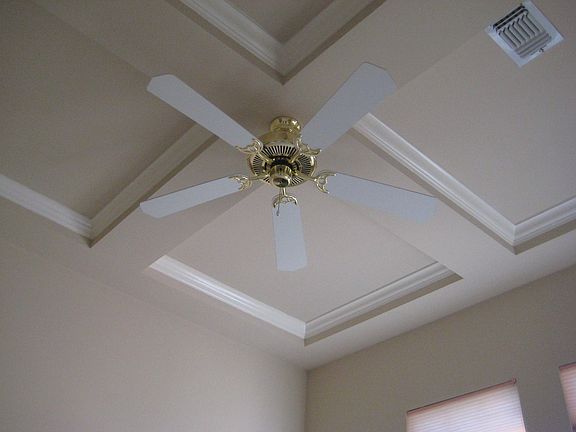 coffered ceiling in office/media room