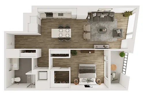 Floor plan A2: 1 BR/1BA 764 SF