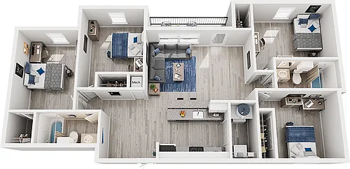 Floor plan 4 Bed x 2 Bath