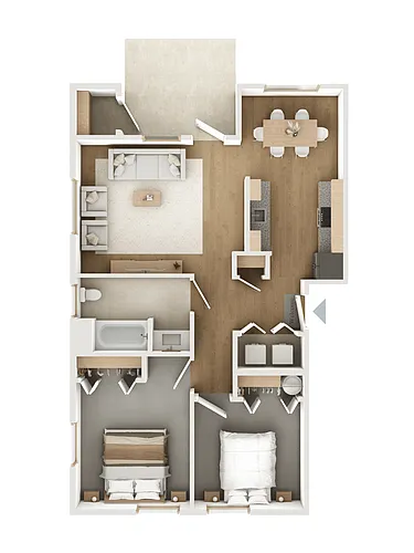 Floor plan Two Bed One Bath 80