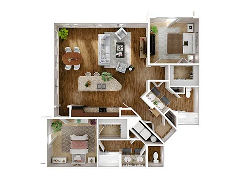 Floor plan 2 Bed, 2 Bath C (140% Income Restricted)
