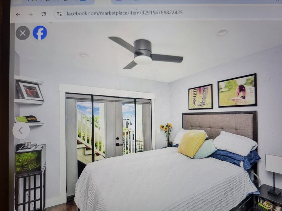 Master bedroom with access to back patio