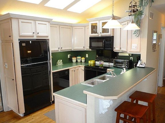 Kitchen with skylights