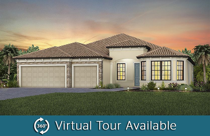 The Stellar, a one-story single family home with a 3 car garage, shown as Home Exterior FM3